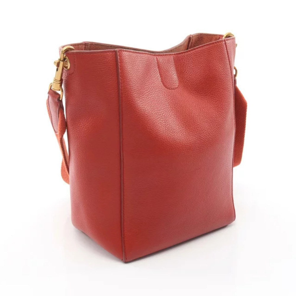 Celine Shoulder Red Bag Leather Sangle Bucket